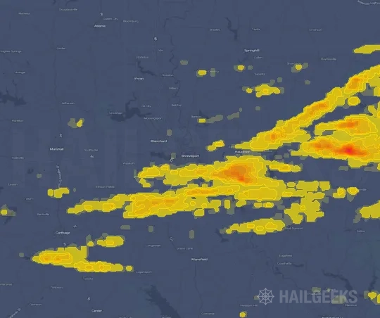 Hail map for Shreveport, LA