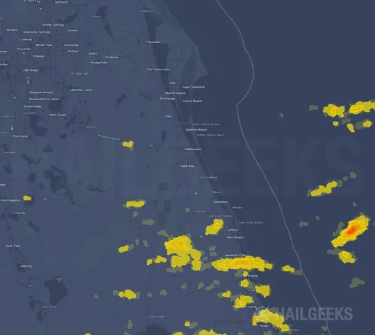 Hail map for Palm Bay, FL