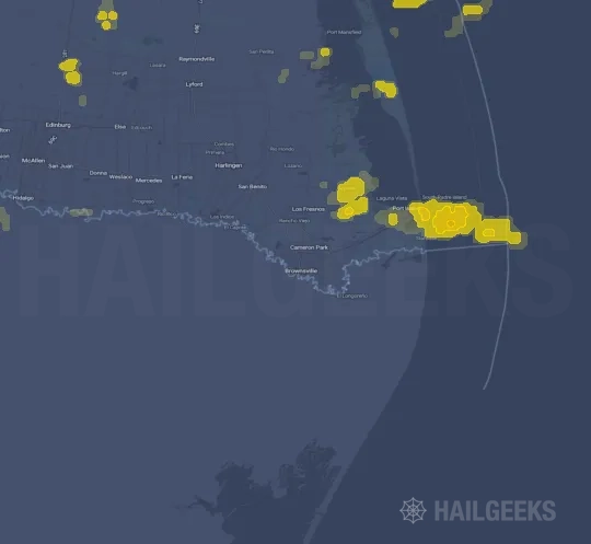Hail map for Brownsville, TX