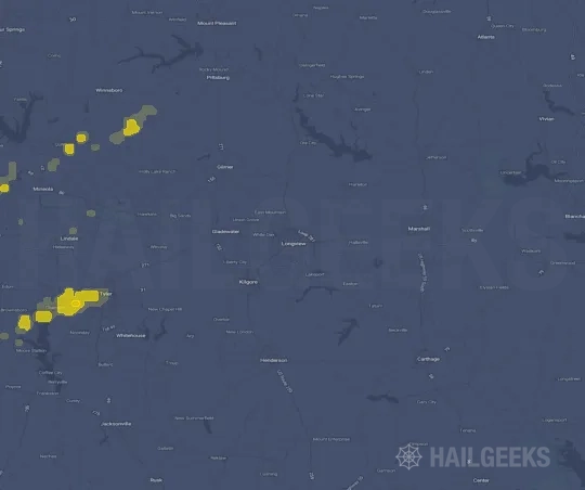 Hail map for Longview, TX