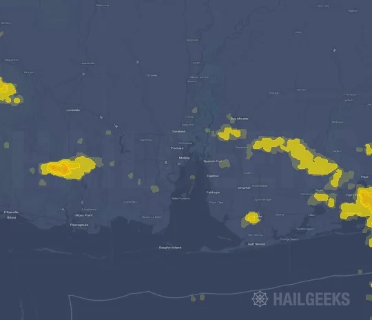 Hail map for Mobile, AL