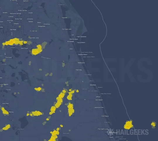 Hail map for Palm Bay, FL