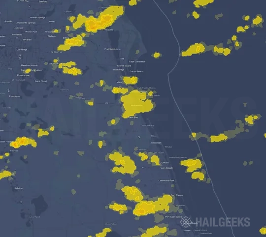 Hail map for Palm Bay, FL