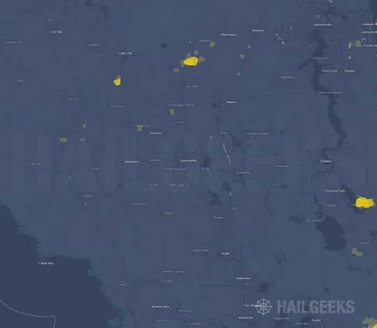 Hail map for Gainesville, FL on Apr 1, 2025