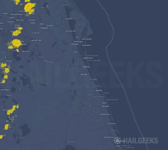 Hail map for Palm Bay, FL