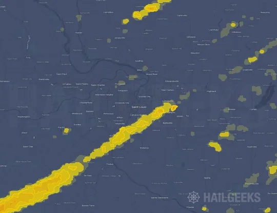 Hail map for Saint Louis, MO