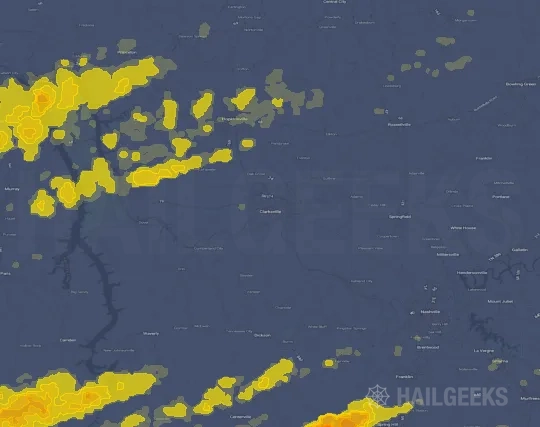 Hail map for Clarksville, TN