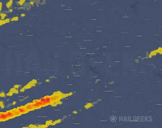 Hail map for Nashville, TN