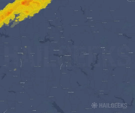 Hail map for Shreveport, LA
