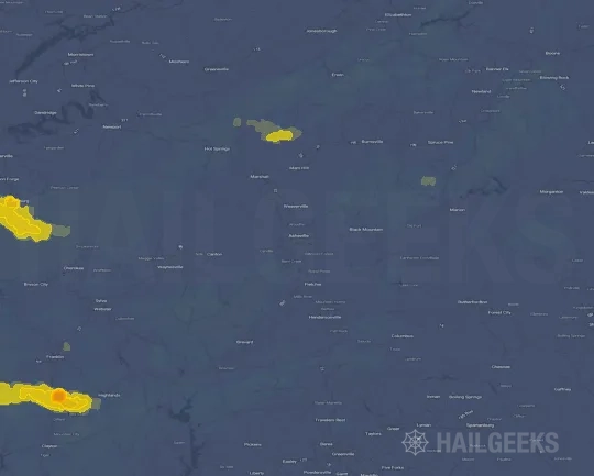 Hail map for Asheville, NC