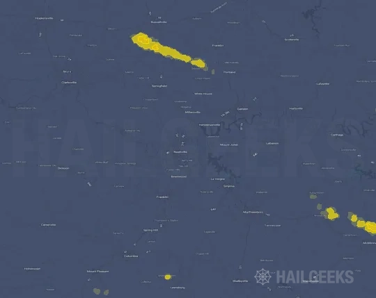 Hail map for Nashville, TN