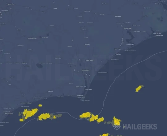 Hail map for Wilmington, NC on Apr 10, 2025