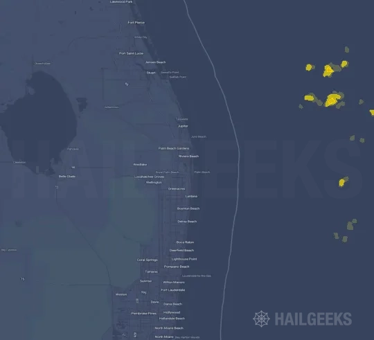 Hail map for West Palm Beach, FL on Apr 11, 2025