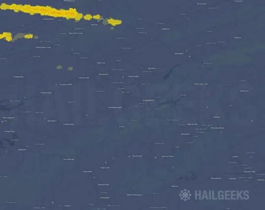 Hail map for Johnson City, TN