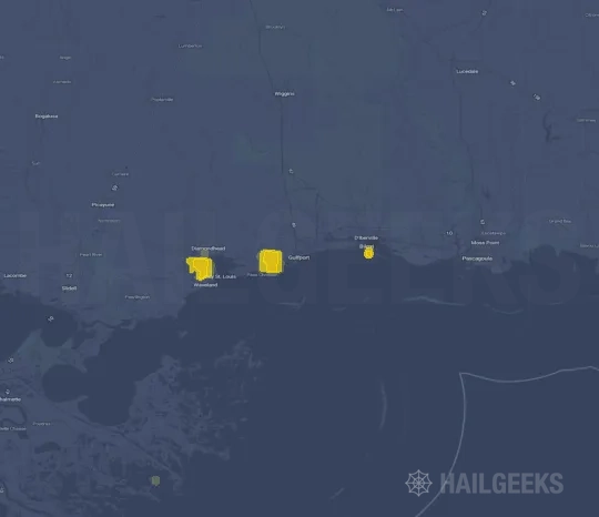 Hail map for Gulfport, MS