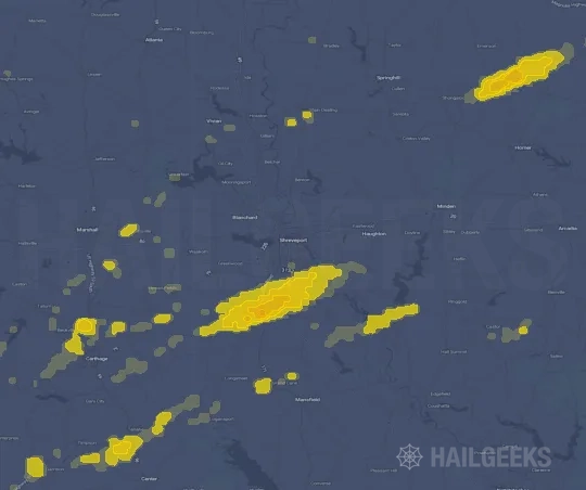 Hail map for Shreveport, LA
