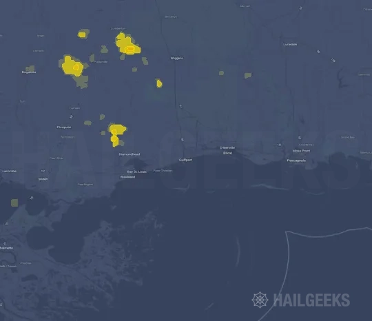 Hail map for Gulfport, MS