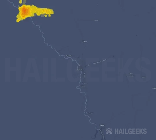 Hail map for Laredo, TX on Apr 22, 2025