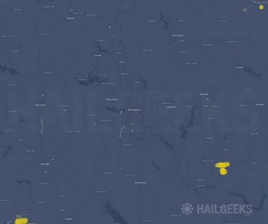 Hail map for Shreveport, LA