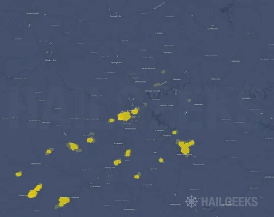 Hail map for Nashville, TN