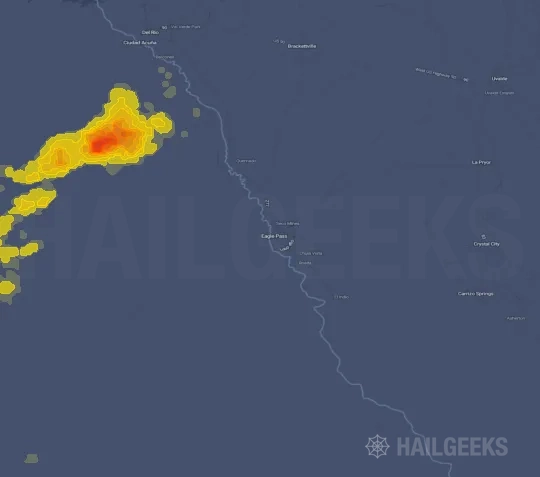 Hail map for Eagle Pass, TX on Apr 28, 2025
