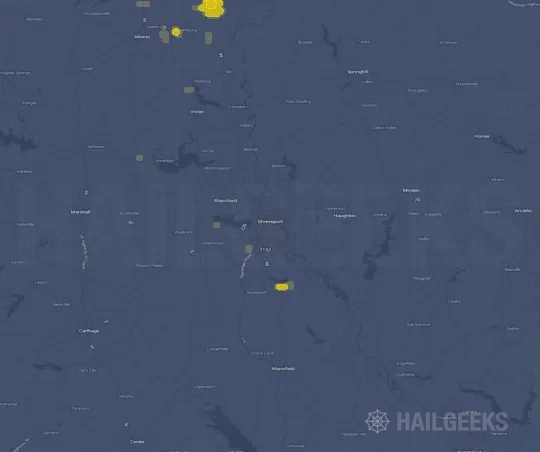 Hail map for Shreveport, LA