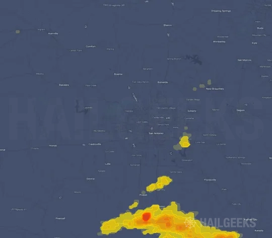 Hail map for San Antonio, TX