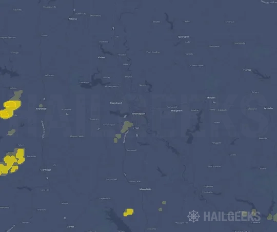 Hail map for Shreveport, LA