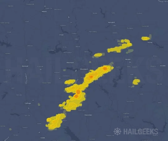 Hail map for Shreveport, LA