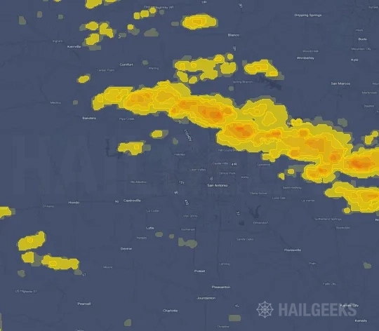 Hail map for San Antonio, TX