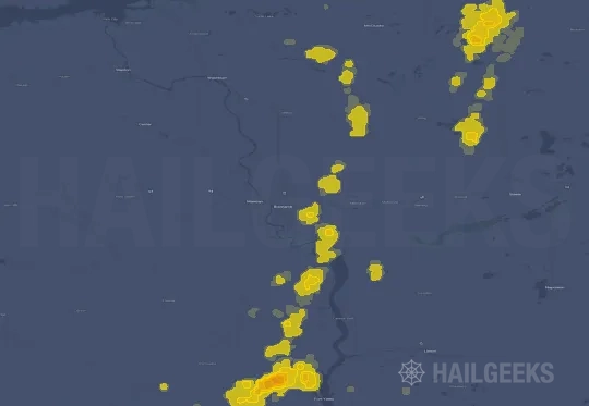 Hail map for Bismarck, ND