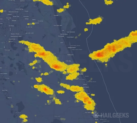 Hail map for Palm Bay, FL