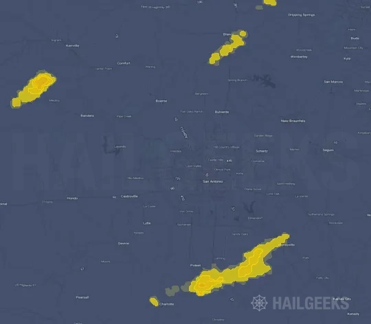 Hail map for San Antonio, TX