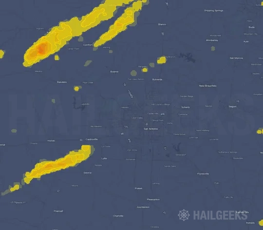 Hail map for San Antonio, TX