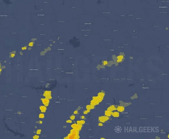 Hail map for Texarkana, AR