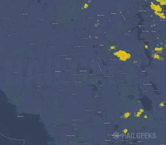 Hail map for Gainesville, FL on May 7, 2025