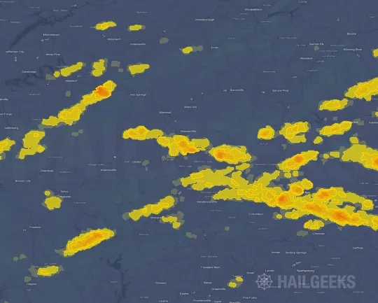 Hail map for Asheville, NC