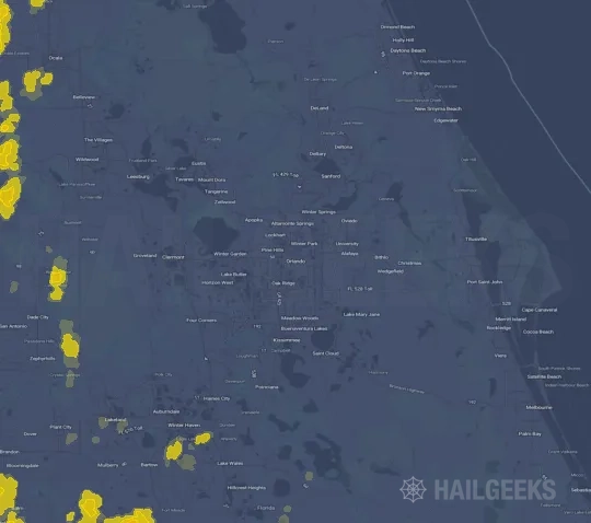 Hail map for Orlando, FL on May 10, 2025