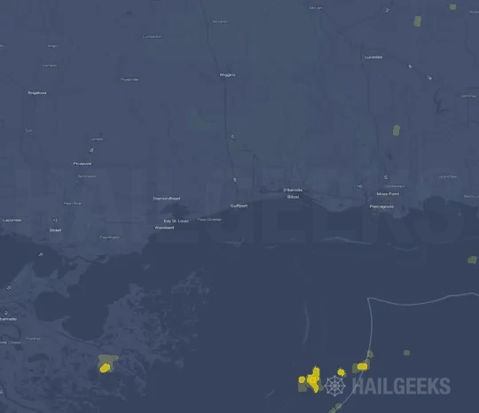 Hail map for Gulfport, MS on May 11, 2025