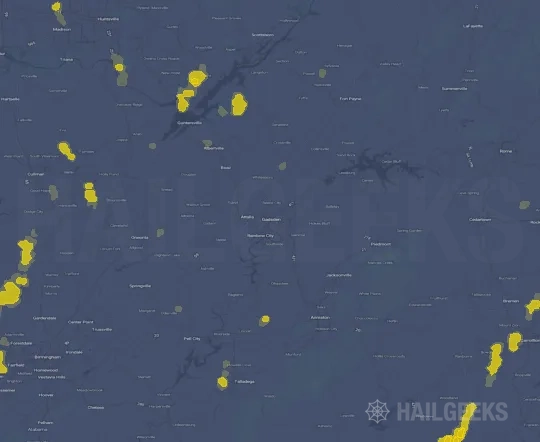 Hail map for Gadsden, AL
