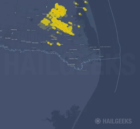 Hail map for Brownsville, TX