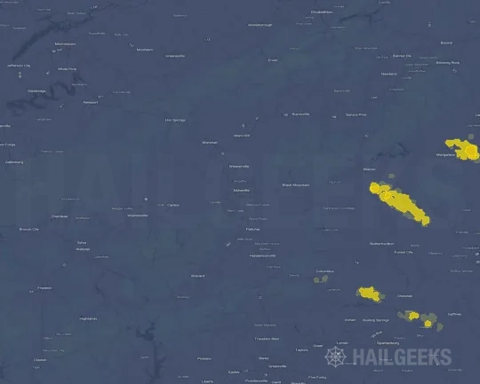 Hail map for Asheville, NC