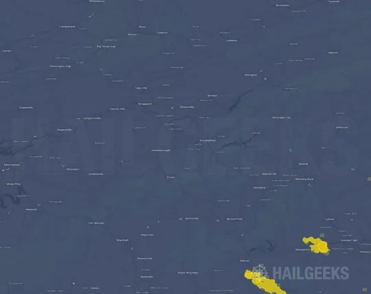 Hail map for Johnson City, TN