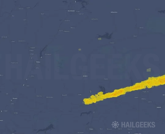 Hail map for Antlers, OK
