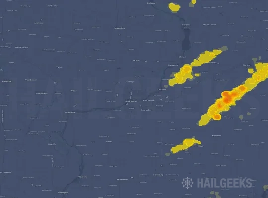 Hail map for Davenport, IA