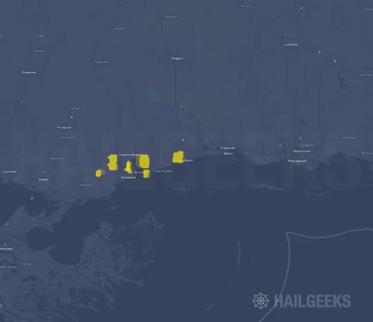 Hail map for Gulfport, MS