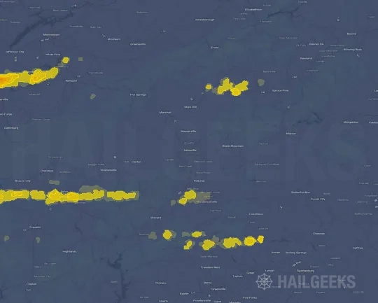 Hail map for Asheville, NC