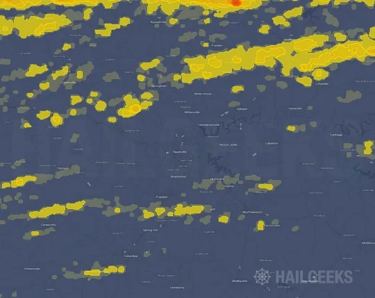 Hail map for Nashville, TN