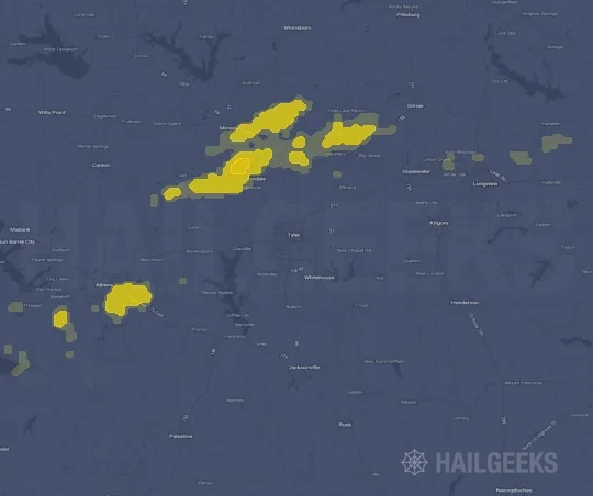 Hail map for Tyler, TX