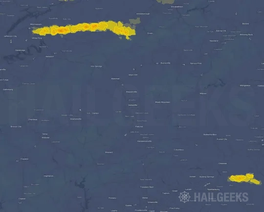 Hail map for Asheville, NC